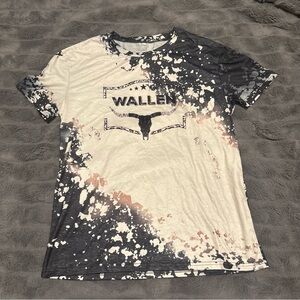 Wallen Graphic Tee in Black & White with Rust Splatter